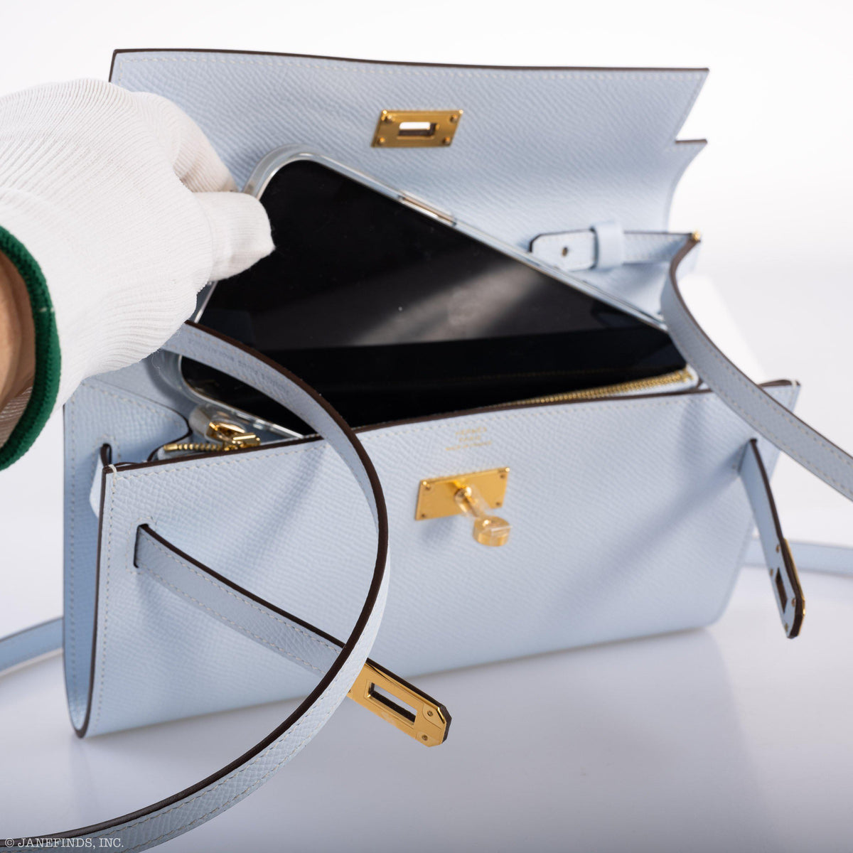 Hermes Kelly Wallet To Go Blue Brume Epsom Gold Hardware Hermes
