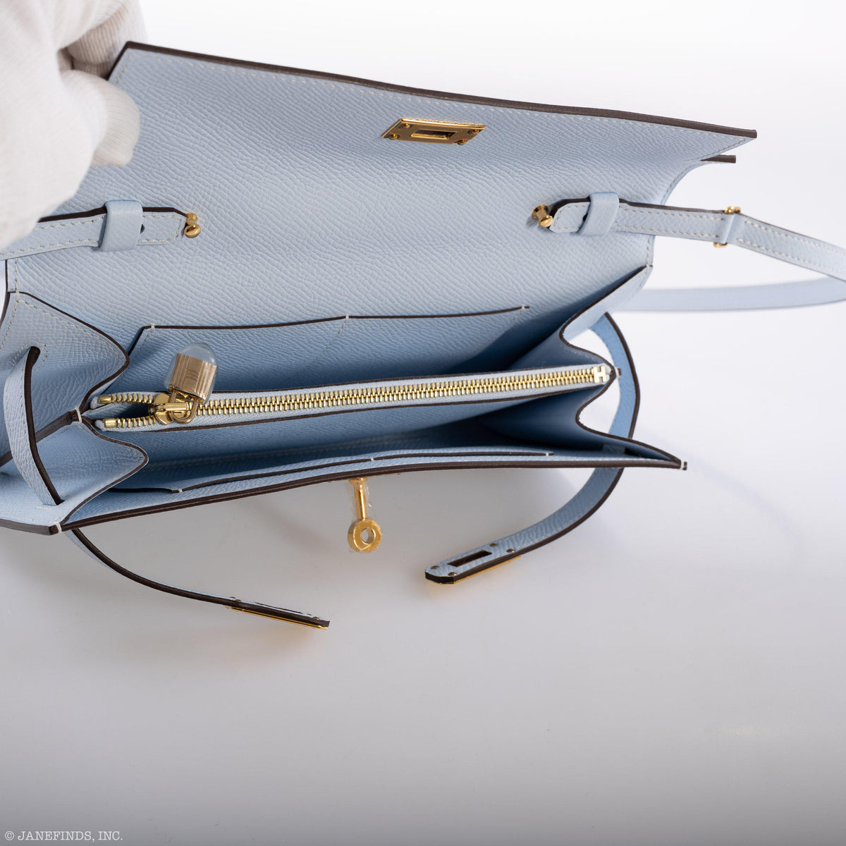 Hermes Kelly Wallet To Go Blue Brume Epsom Gold Hardware Hermes