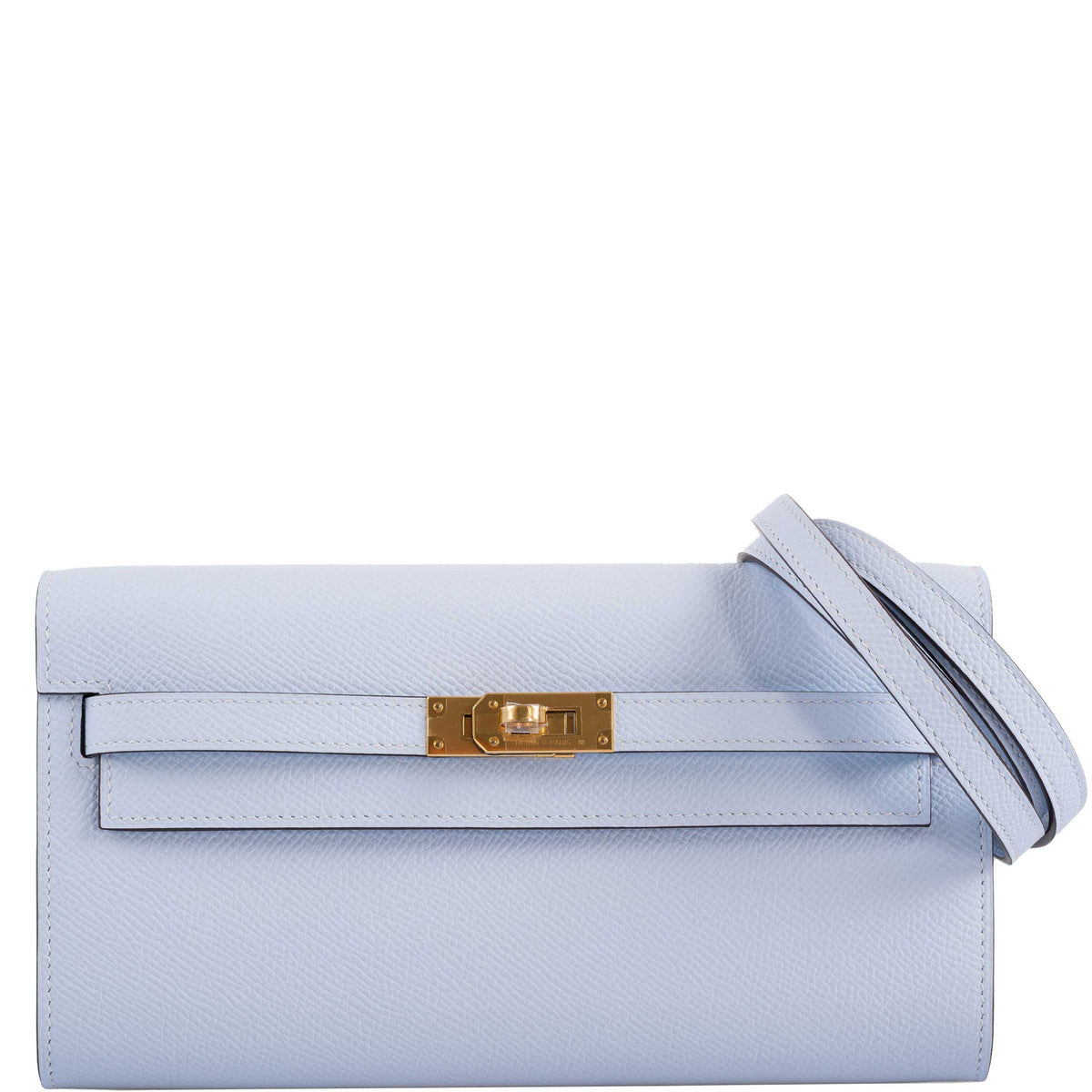 Hermes Kelly Wallet To Go Blue Brume Epsom Gold Hardware Hermes