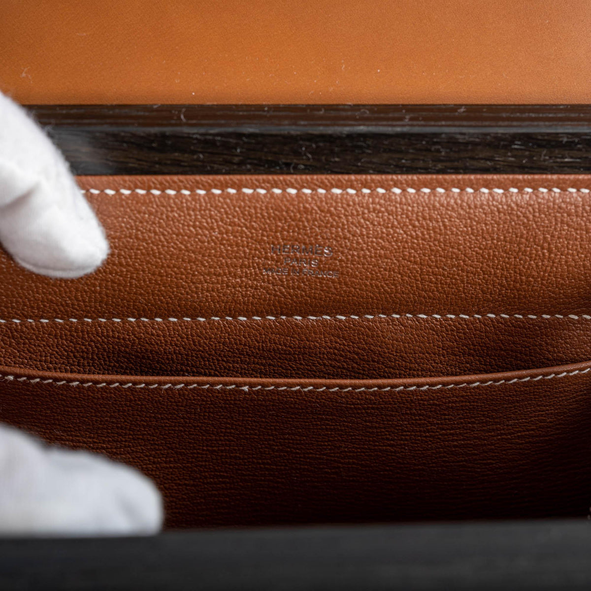 Hermes Kelly Wood 22 Bog Oak, Aluminum & Barenia with Palladium Hardware Hermes