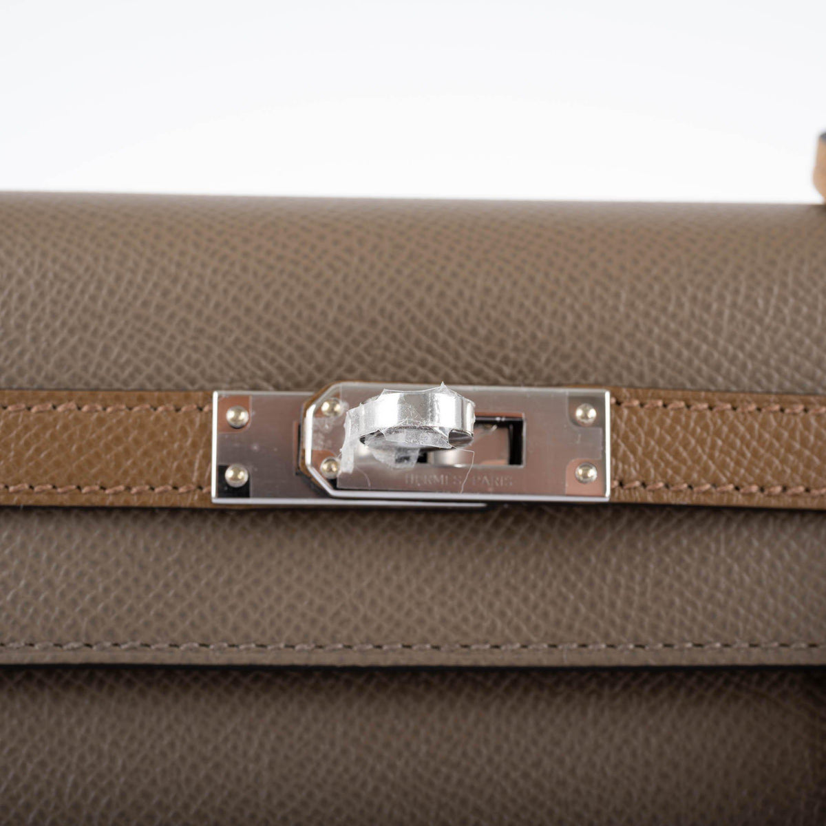 Hermes Limited Edition Sellier Kelly 25 Etoupe, Alezan & Biscuit Epsom with Palladium Hardware Hermes