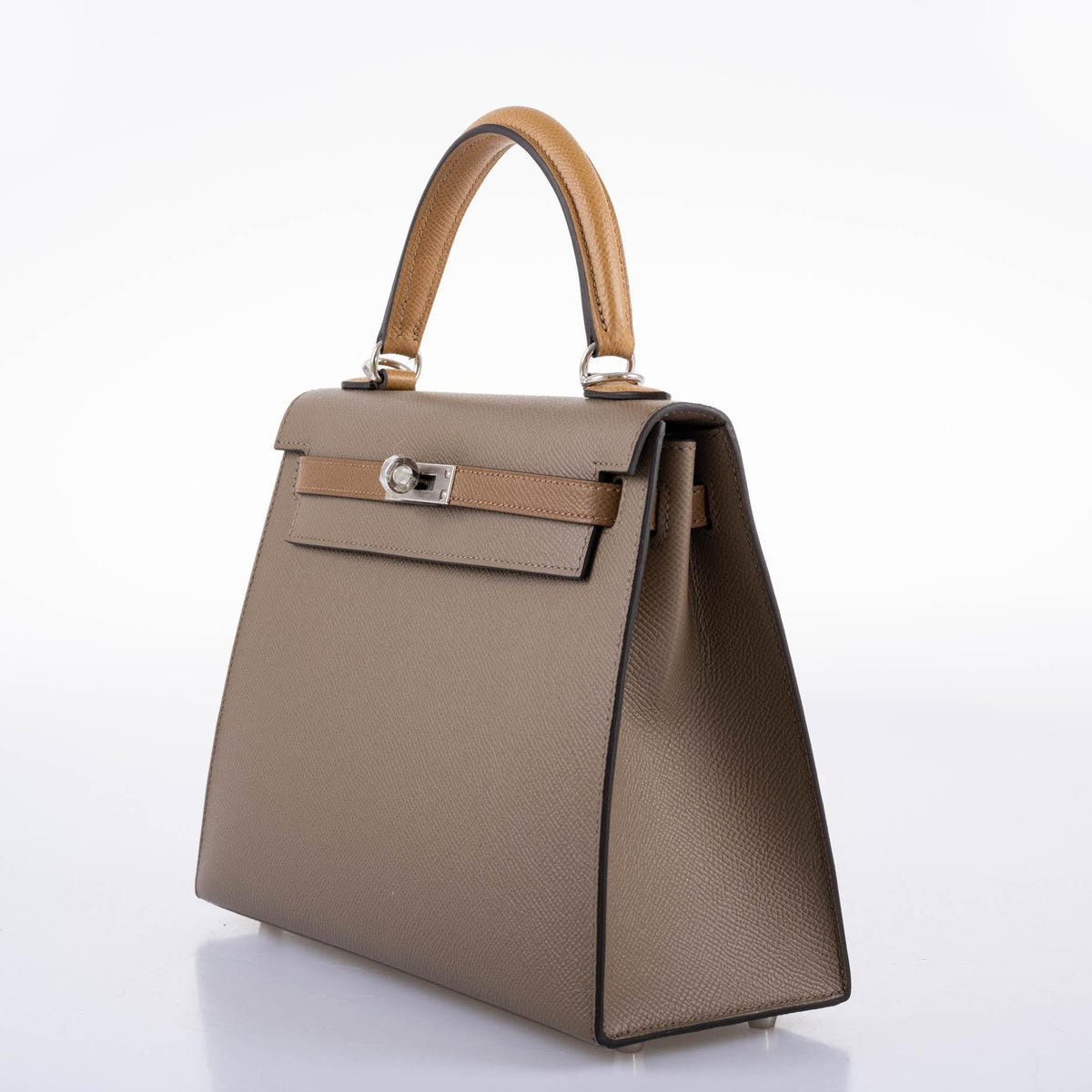 Hermes Limited Edition Sellier Kelly 25 Etoupe, Alezan & Biscuit Epsom with Palladium Hardware Hermes