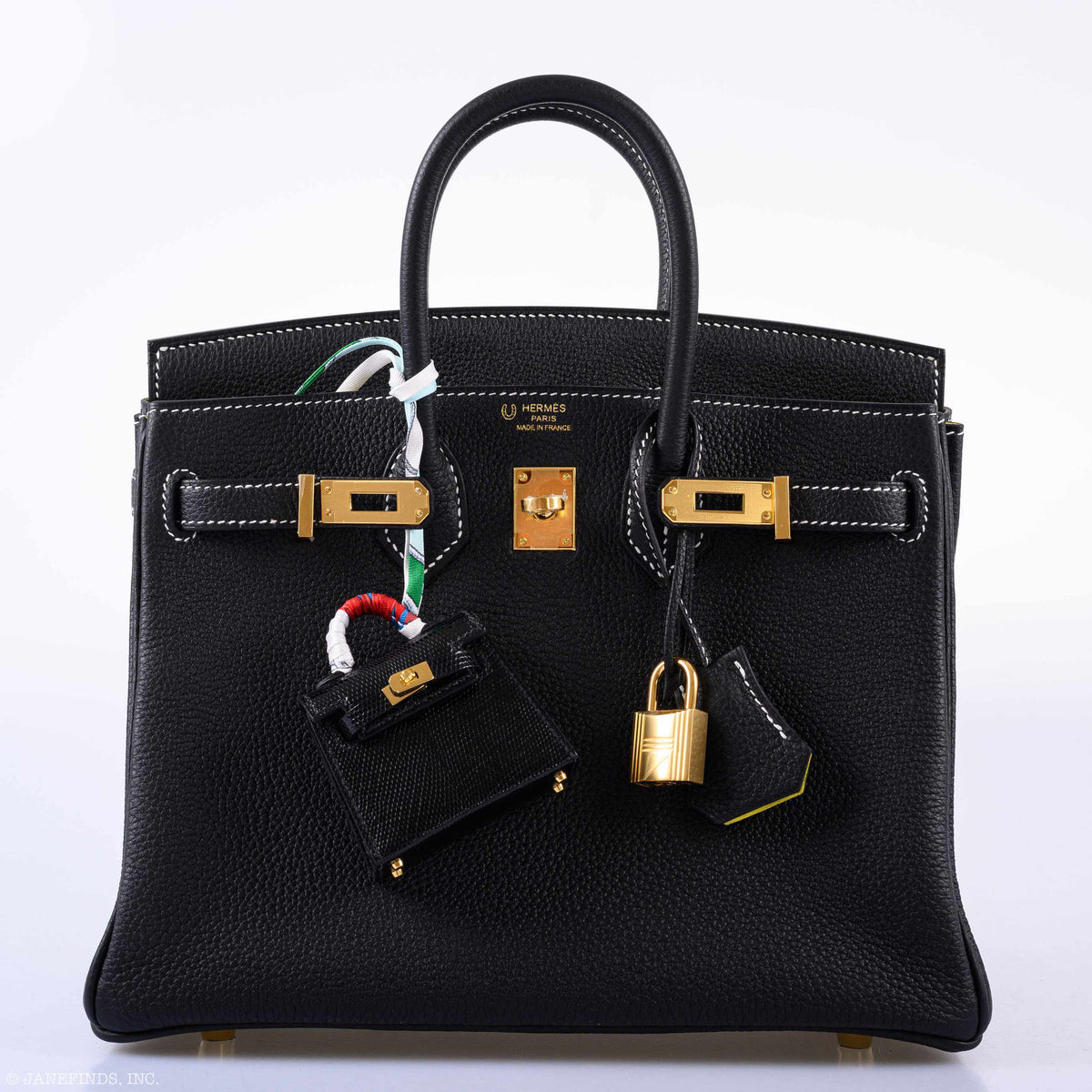 Hermes Micro Kelly Charm Black Lizard Gold Hardware Hermes