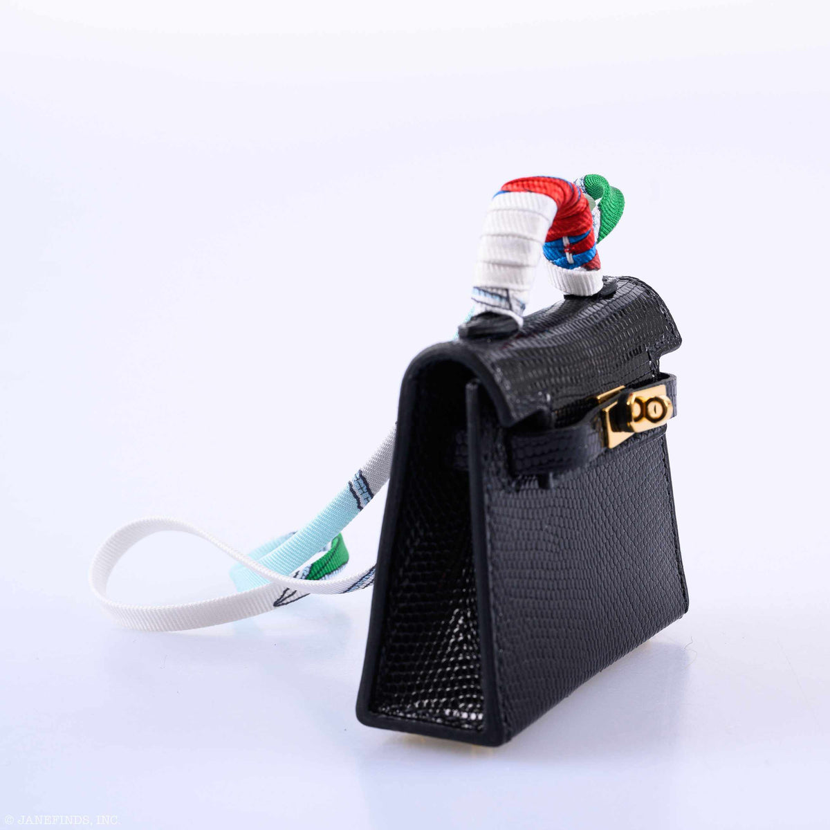 Hermes Micro Kelly Charm Black Lizard Gold Hardware Hermes