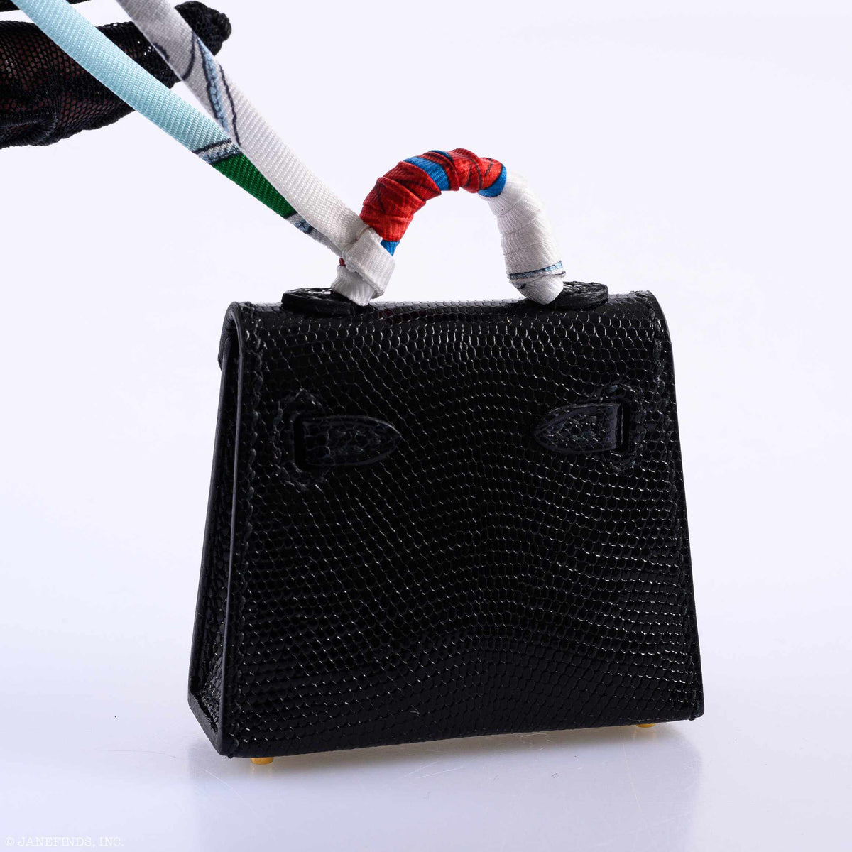 Hermes Micro Kelly Charm Black Lizard Gold Hardware Hermes