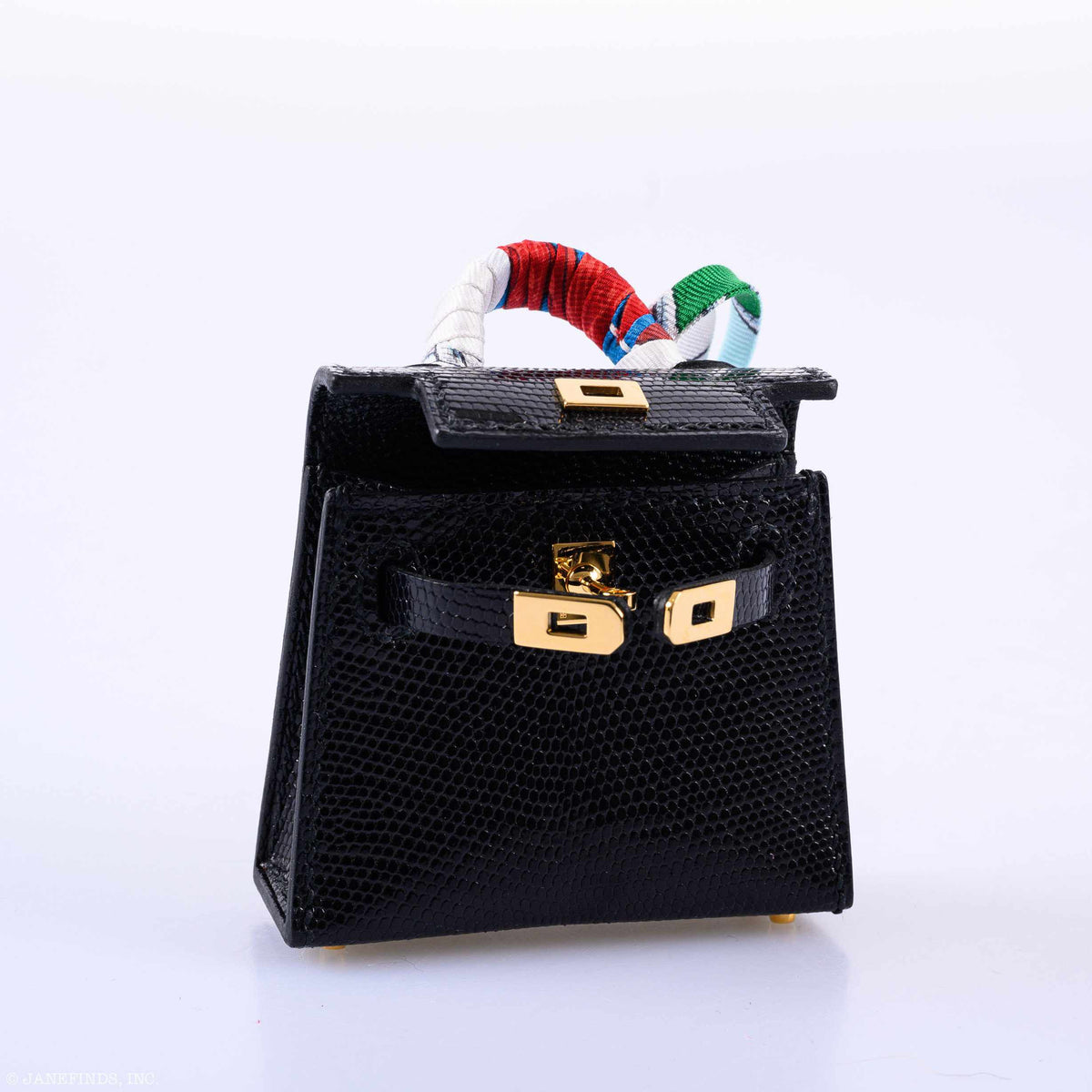 Hermes Micro Kelly Charm Black Lizard Gold Hardware Hermes