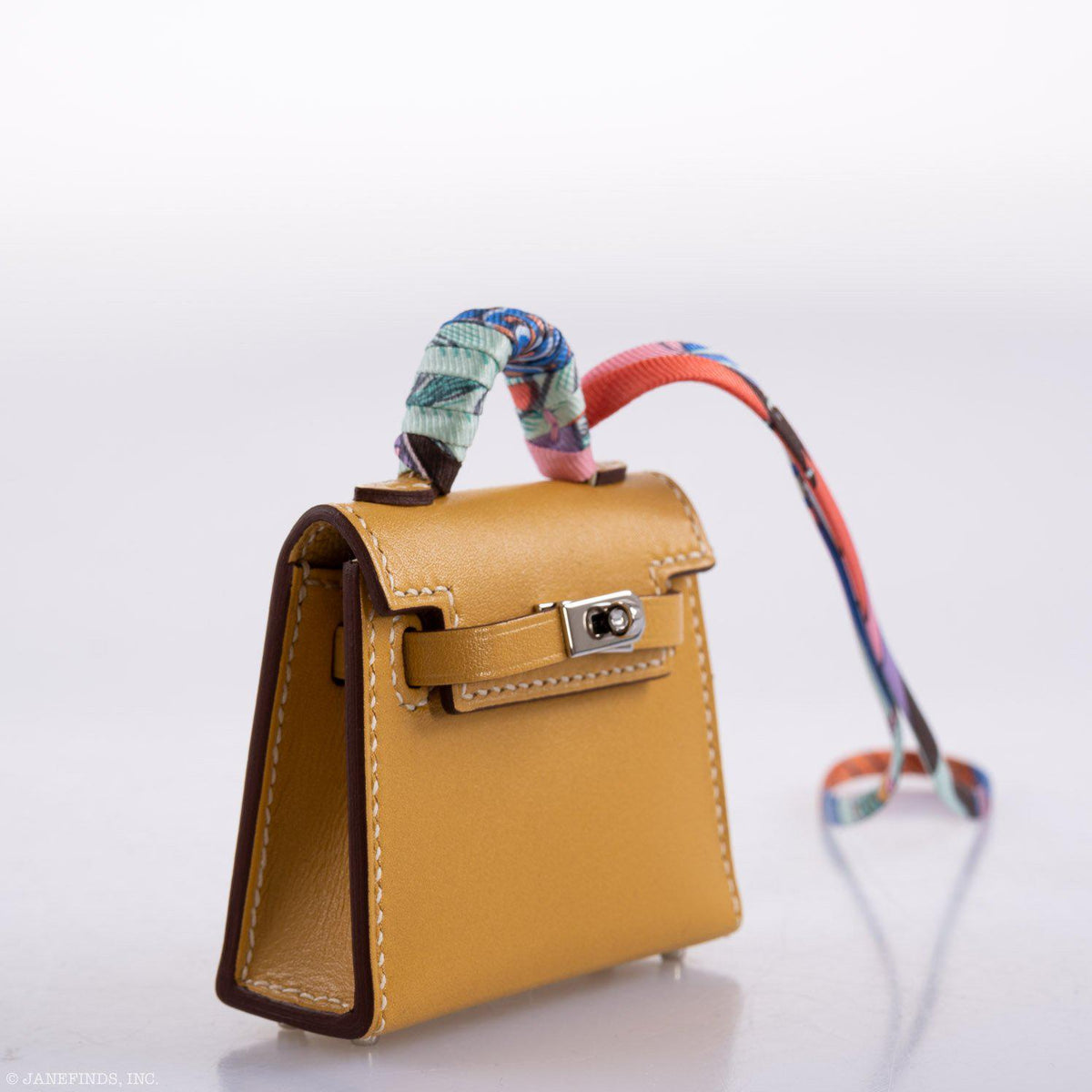 Hermes Micro Kelly Twilly Charm Foine Tadelakt Leather Palladium Hardware Hermes
