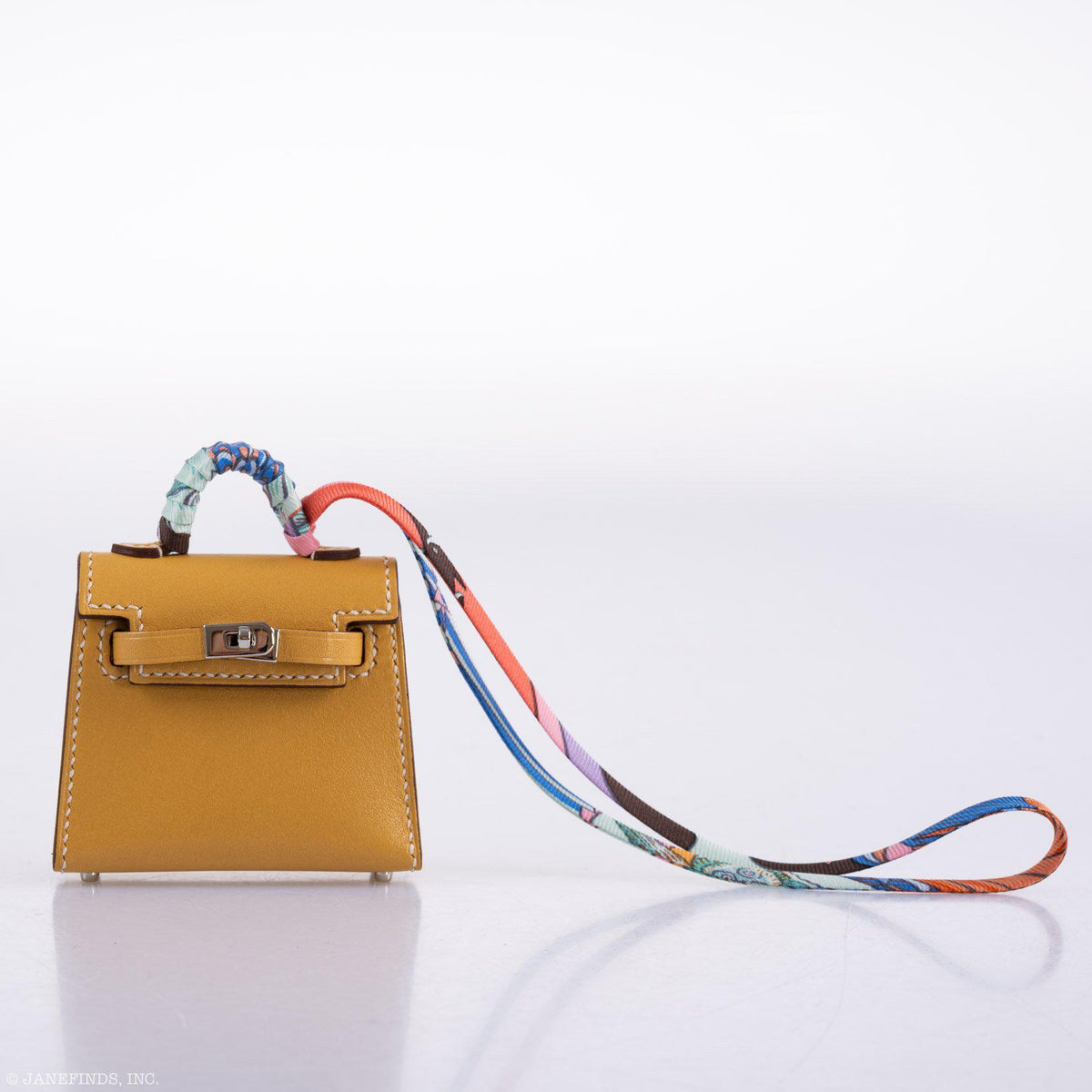 Hermes Micro Kelly Twilly Charm Foine Tadelakt Leather Palladium Hardware Hermes