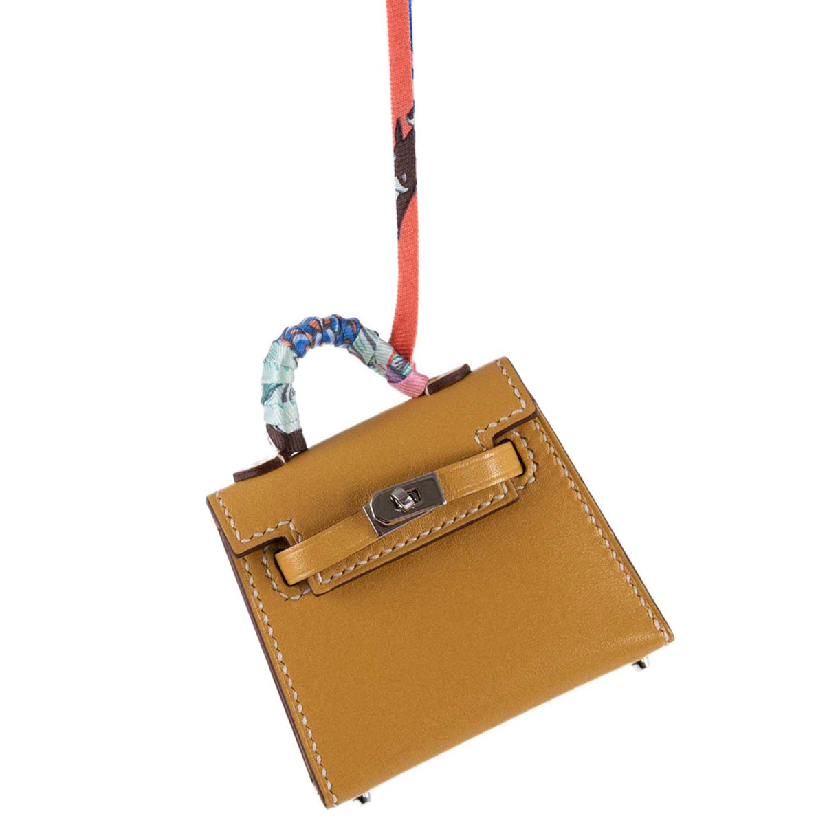 Hermes Micro Kelly Twilly Charm Foine Tadelakt Leather Palladium Hardware Hermes