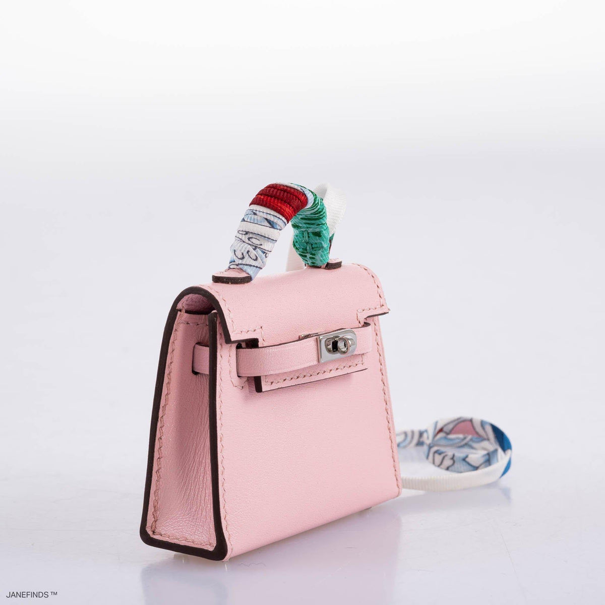 Hermes Micro Kelly Twilly Charm Rose Sakura Tadelakt Palladium Hardware Hermes