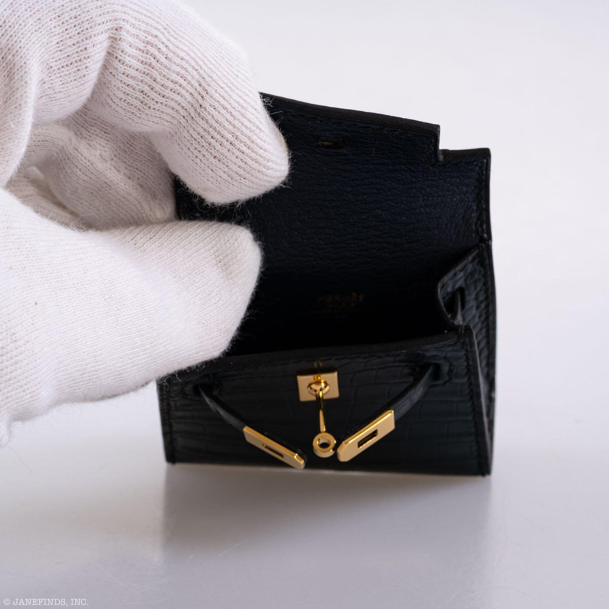 Hermes Micro Kelly Twilly Charm Vert Cyprès Matte Croc Gold Hardware Hermes