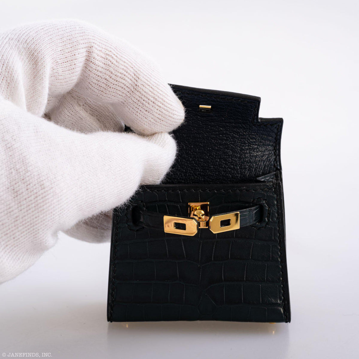 Hermes Micro Kelly Twilly Charm Vert Cyprès Matte Croc Gold Hardware Hermes
