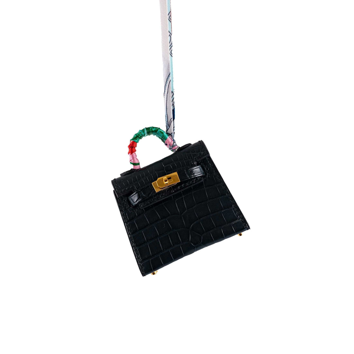 Hermes Micro Kelly Twilly Charm Vert Cyprès Matte Croc Gold Hardware Hermes