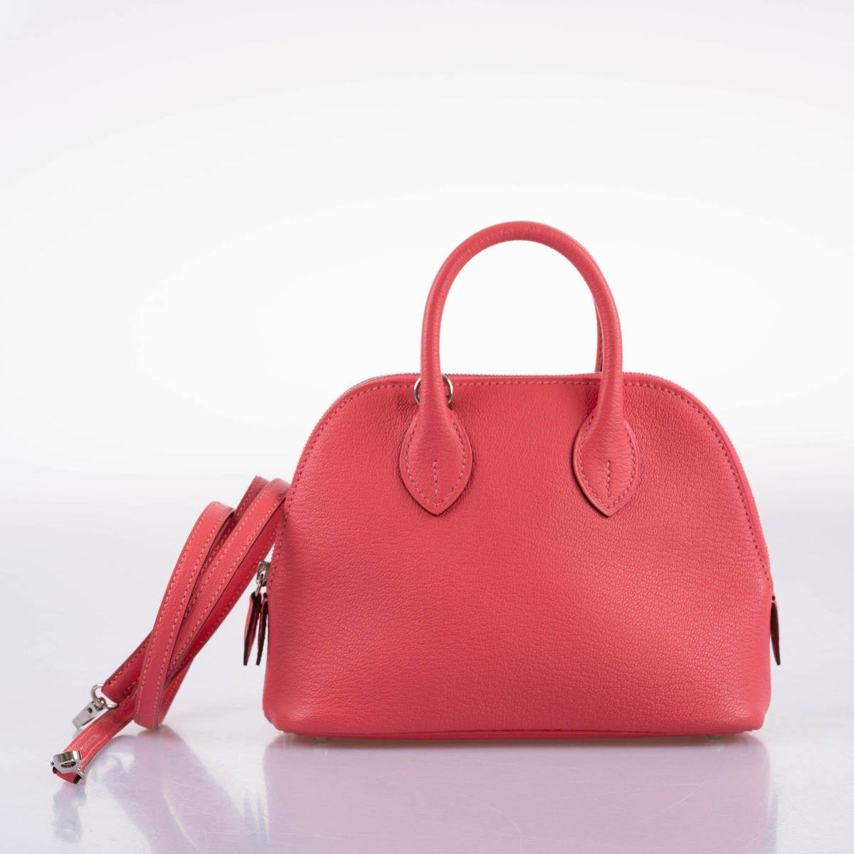 Hermes Mini Bolide 1923 Rose Lipstick Mysore Chevre leather Palladium Hardware Hermes