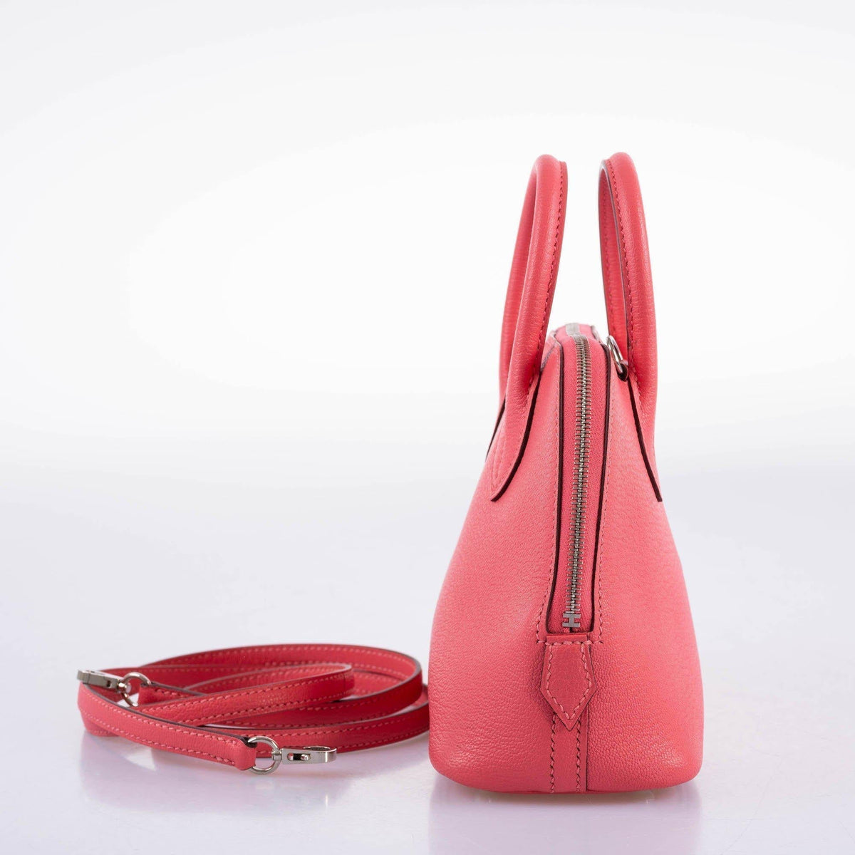 Hermes Mini Bolide 1923 Rose Lipstick Mysore Chevre leather Palladium Hardware Hermes