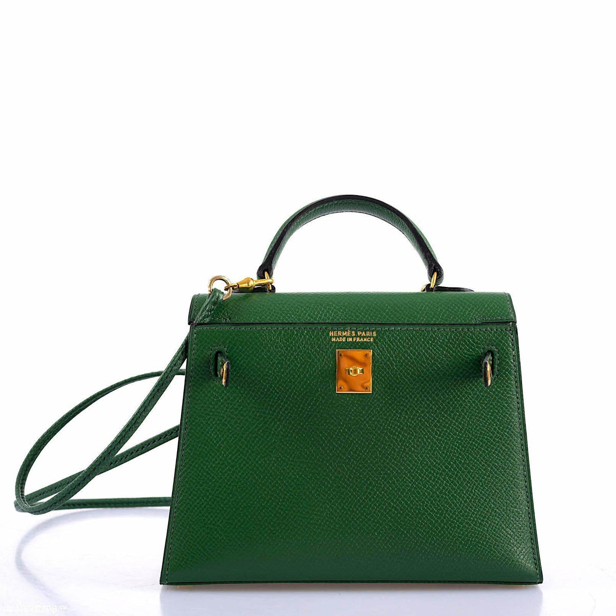 Hermes Mini Kelly 15 Vert Clair Courchevel with Gold Hardware Hermes