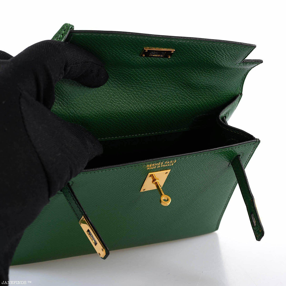 Hermes Mini Kelly 15 Vert Clair Courchevel with Gold Hardware Hermes