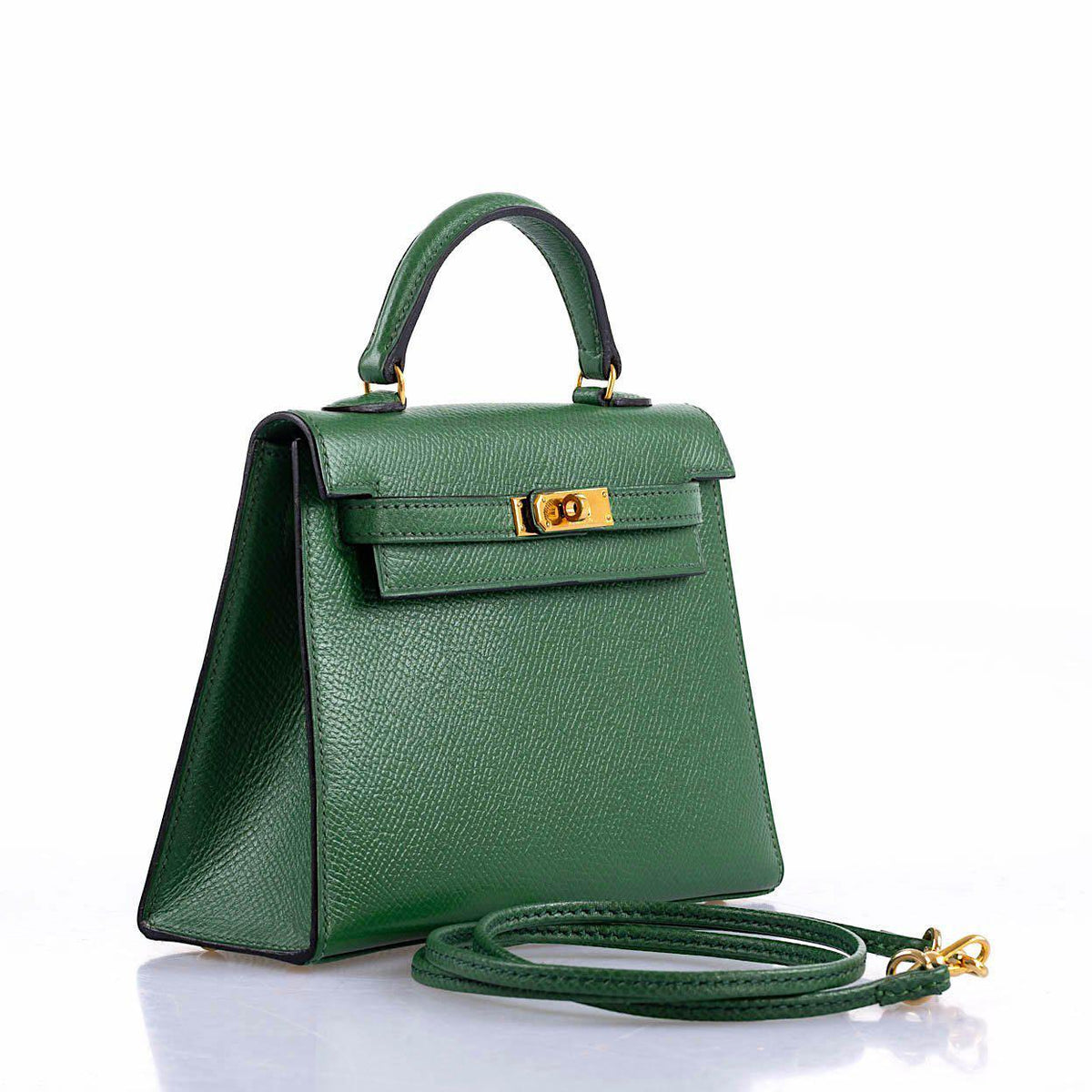 Hermes Mini Kelly 15 Vert Clair Courchevel with Gold Hardware Hermes