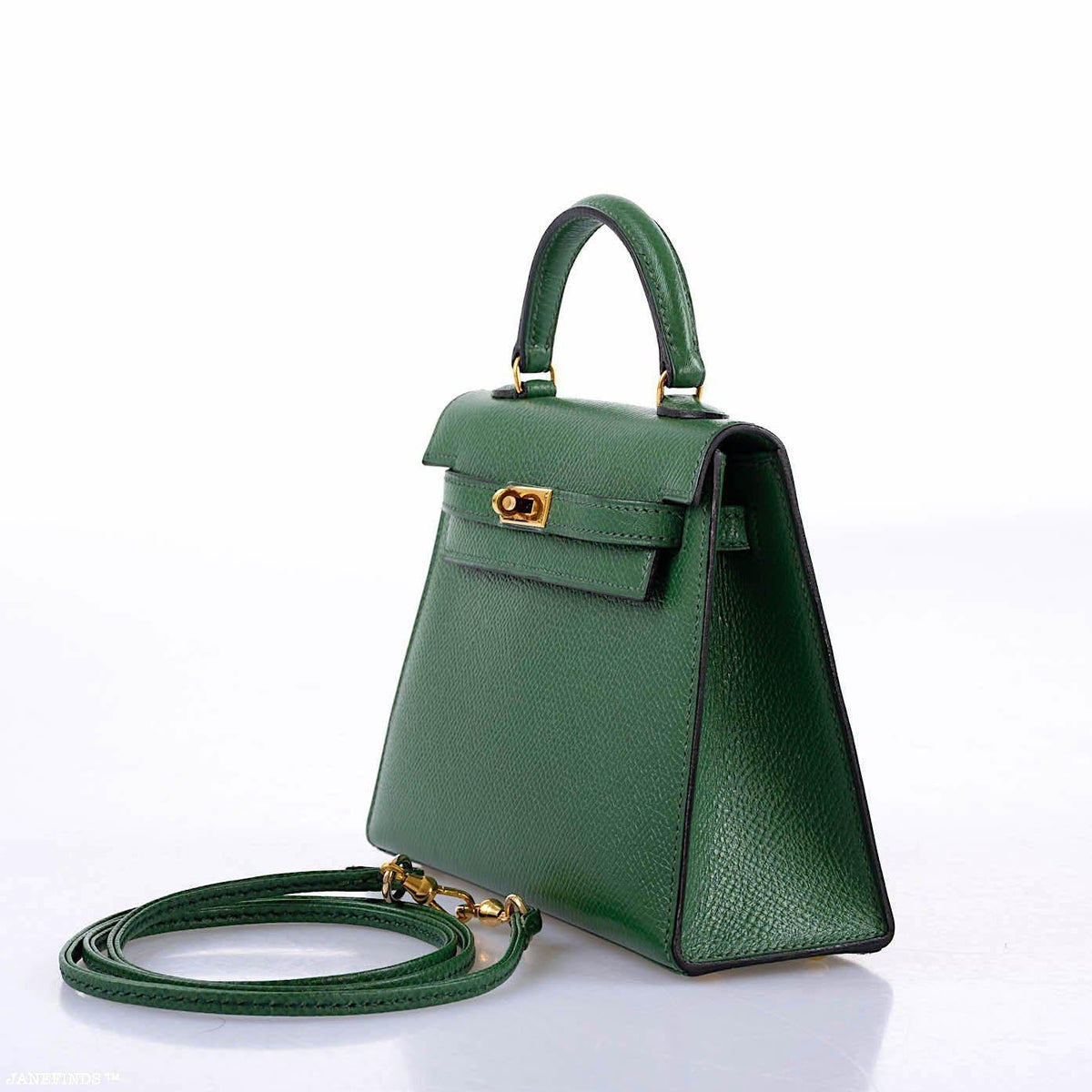 Hermes Mini Kelly 15 Vert Clair Courchevel with Gold Hardware Hermes