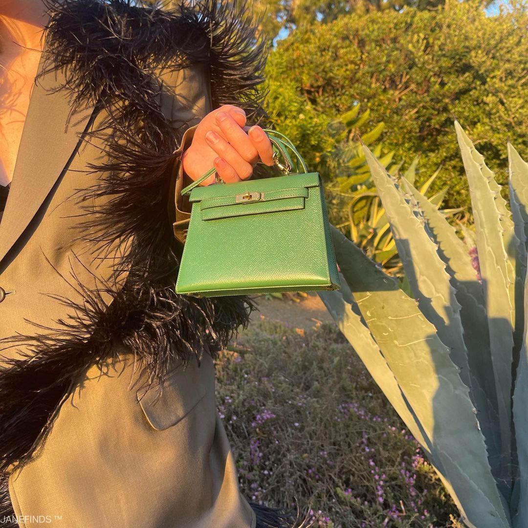 Hermes Mini Kelly 15 Vert Clair Courchevel with Gold Hardware Hermes