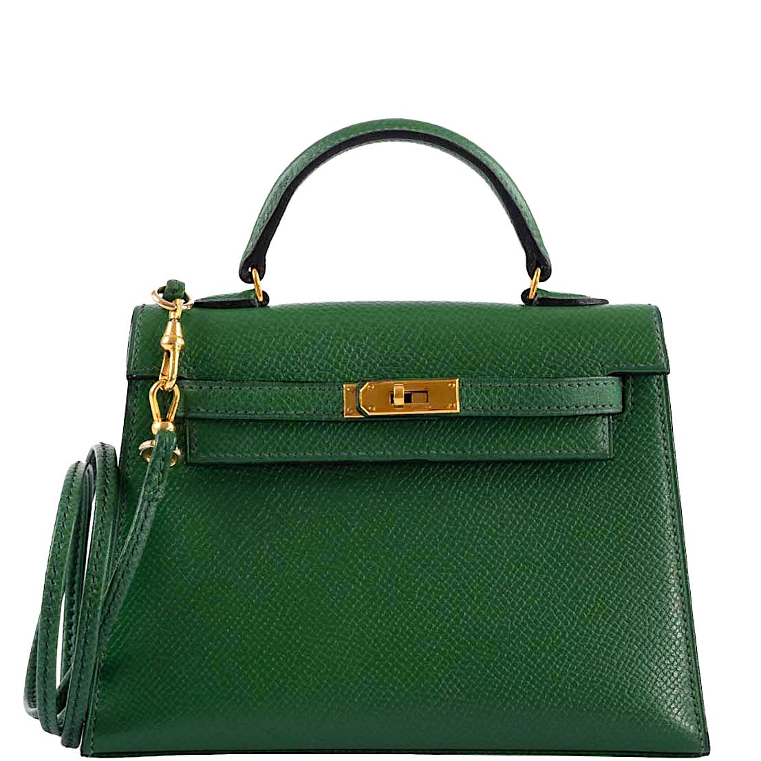 Hermes Mini Kelly 15 Vert Clair Courchevel with Gold Hardware Hermes