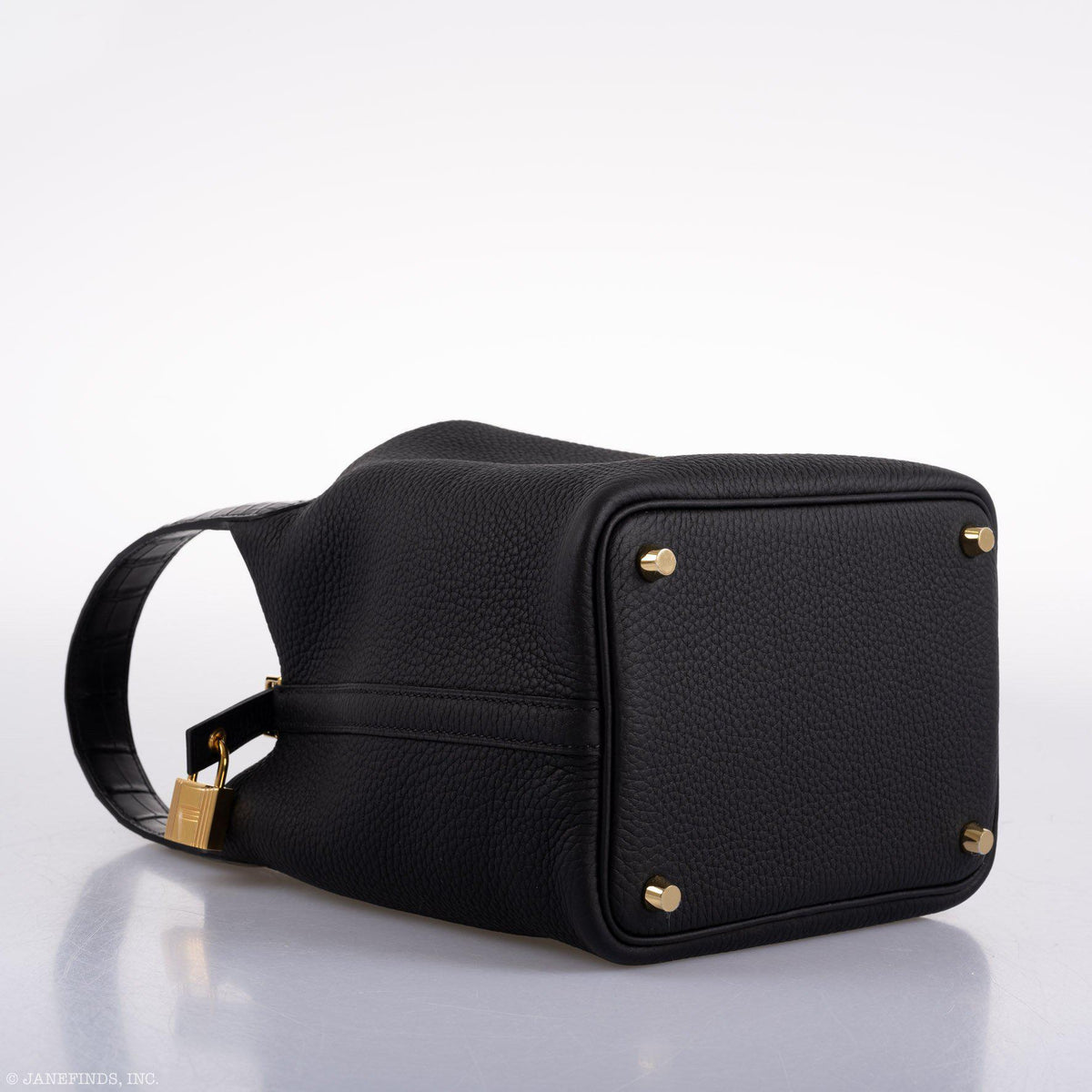 Hermes Picotin Lock Touch 18 PM Black Taurillon Clemence & Matte Alligator Gold Hardware Hermes