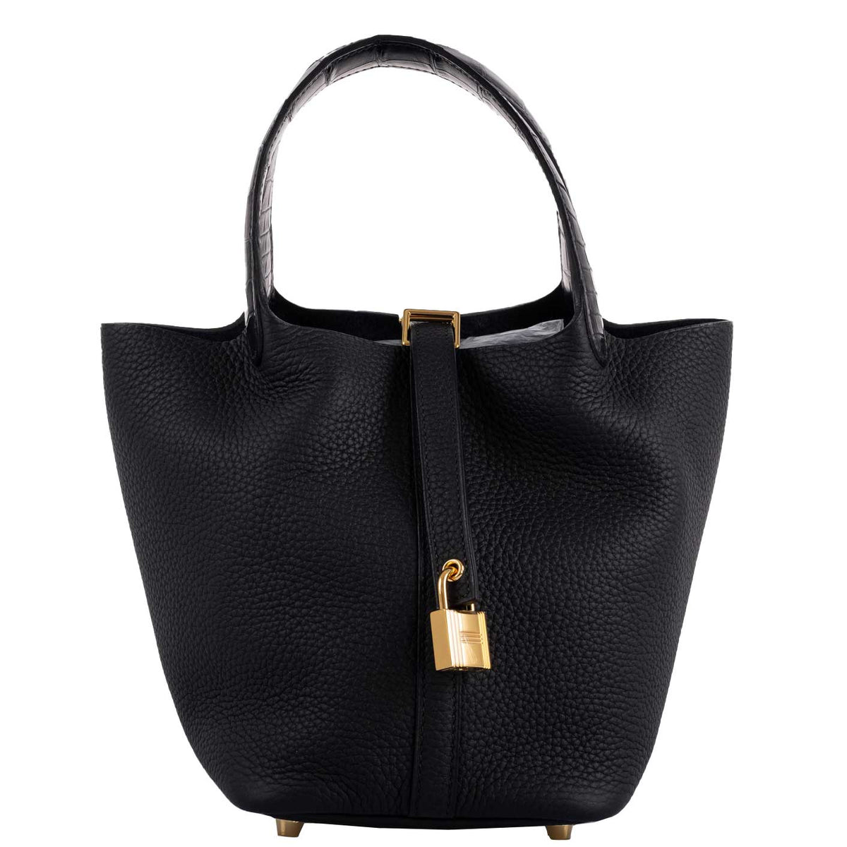 Hermes Picotin Lock Touch 18 PM Black Taurillon Clemence & Matte Alligator Gold Hardware Hermes