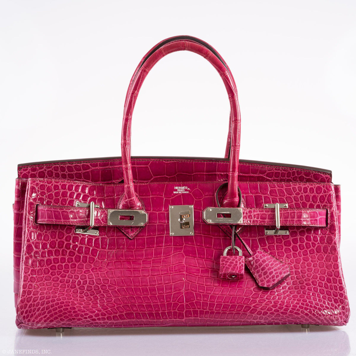 Hermes Shoulder Birkin 42 JPG Fuchsia Porosus Crocodile Palladium Hardware Hermes