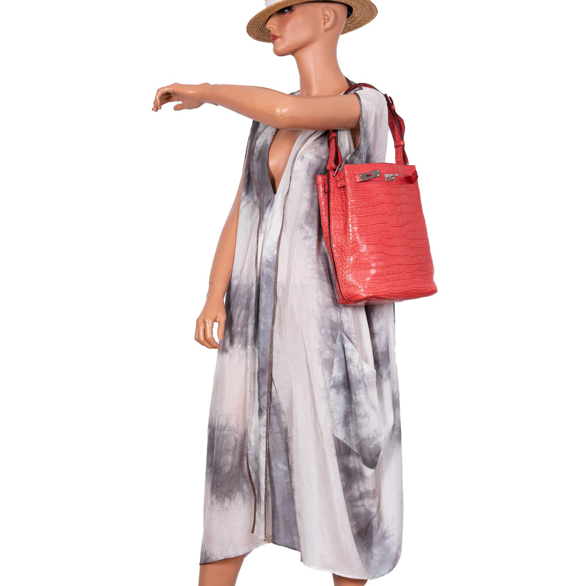 Hermes So Kelly 22 Bougenville Matte Porosus Crocodile Gold Hardware Hermes
