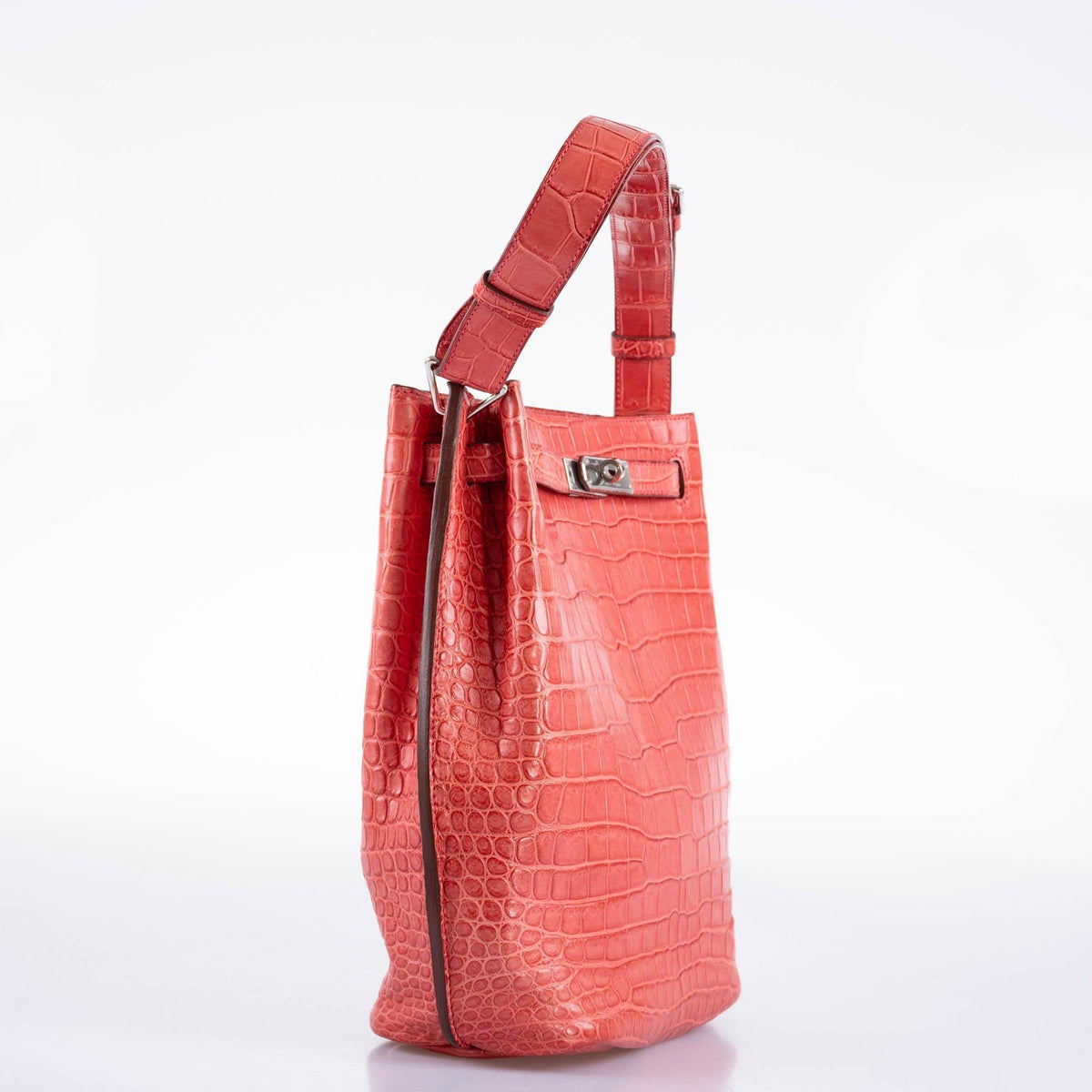 Hermes So Kelly 22 Bougenville Matte Porosus Crocodile Gold Hardware Hermes