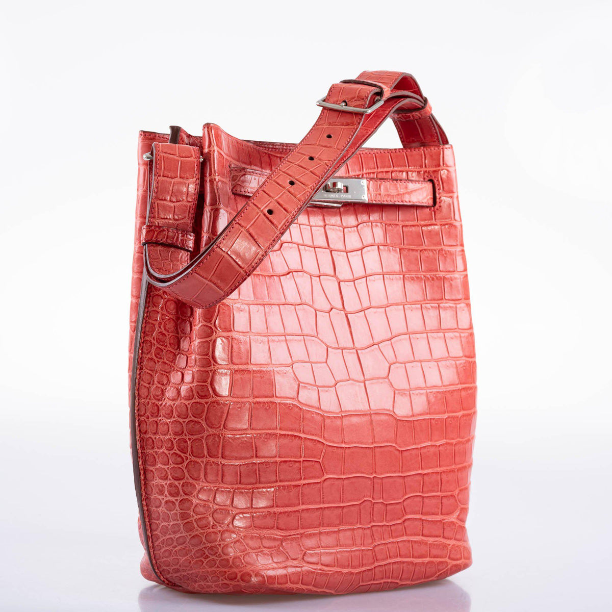 Hermes So Kelly 22 Bougenville Matte Porosus Crocodile Gold Hardware Hermes