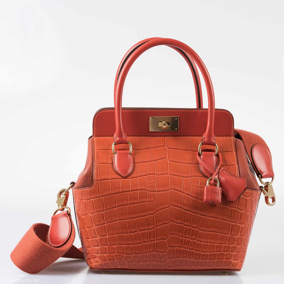 Hermes Toolbox Puzzle 20 Matte Sanguine Niloticus Crocodile & Clemence Permabrass Hardware Hermes