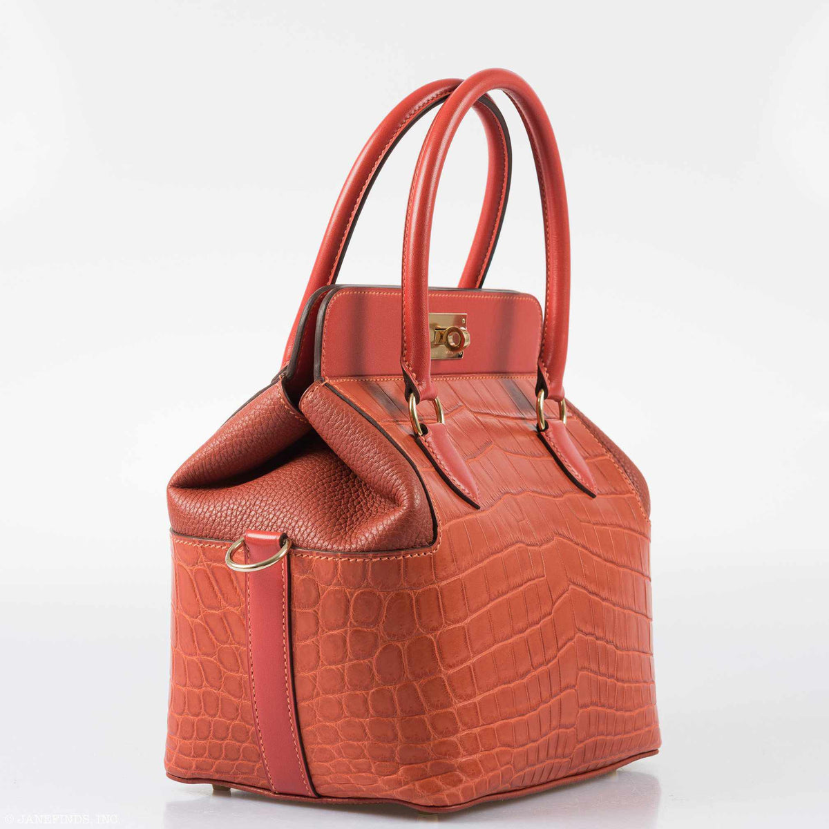 Hermes Toolbox Puzzle 20 Matte Sanguine Niloticus Crocodile & Clemence Permabrass Hardware Hermes