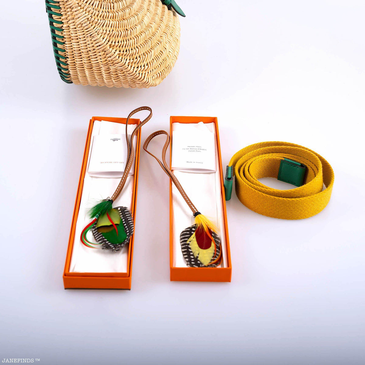 Hermes Wicker Fish Basket Crossbody, Vert Vertigo Swift with Palladium Hardware Hermes