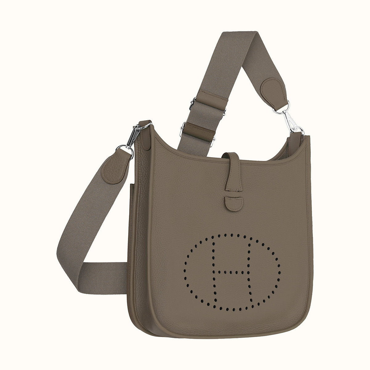 Hermes Evelyne III PM Gris Etain Clemence Palladium Hardware Crowned Bag
