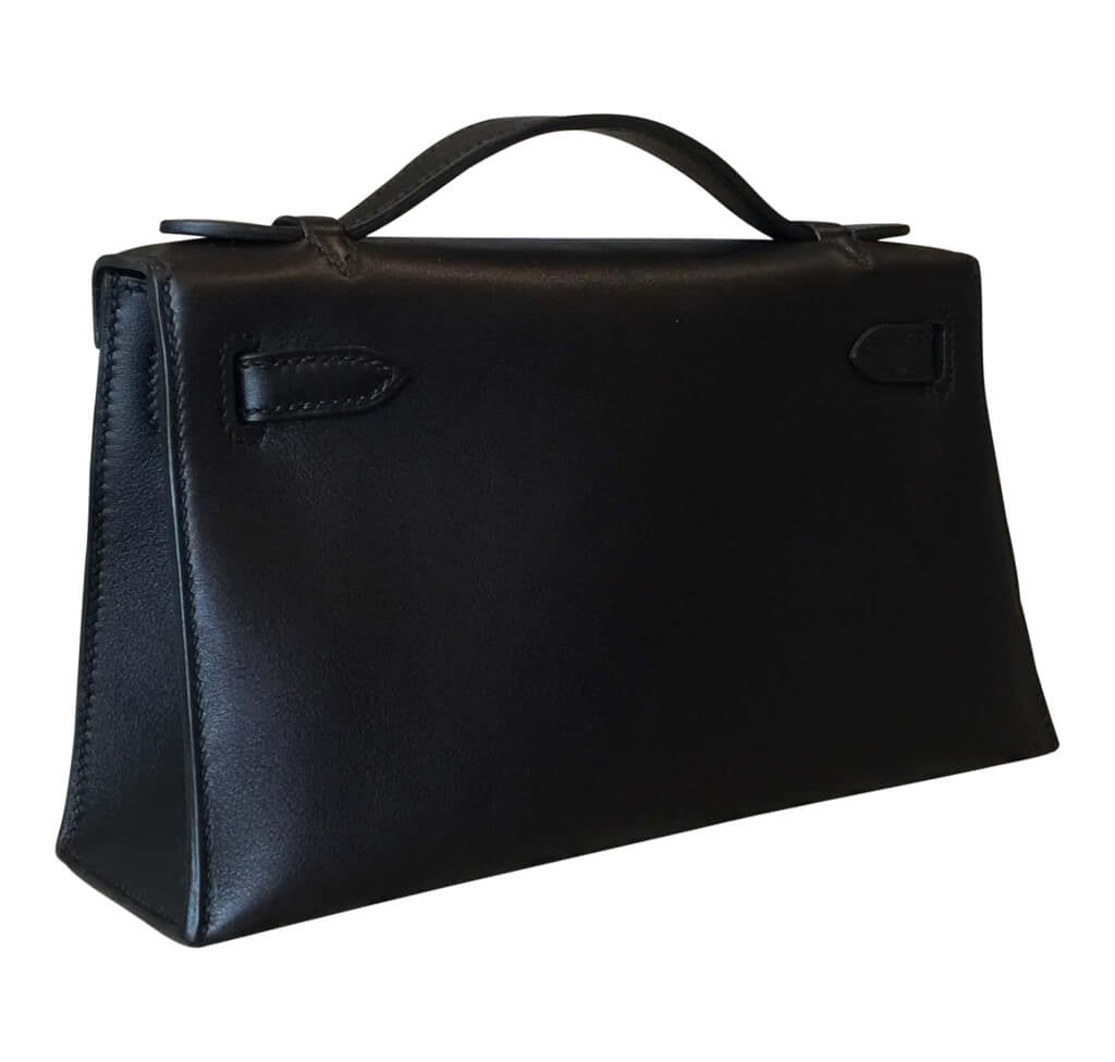 Hermès Clutch Kelly Pochette Black PHW Crowned Bag