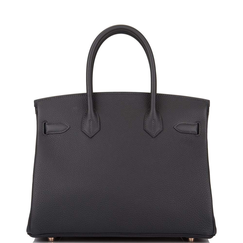 Hermes | Black Togo Birkin with Rose Gold Hardware | 30 Crowned Bag