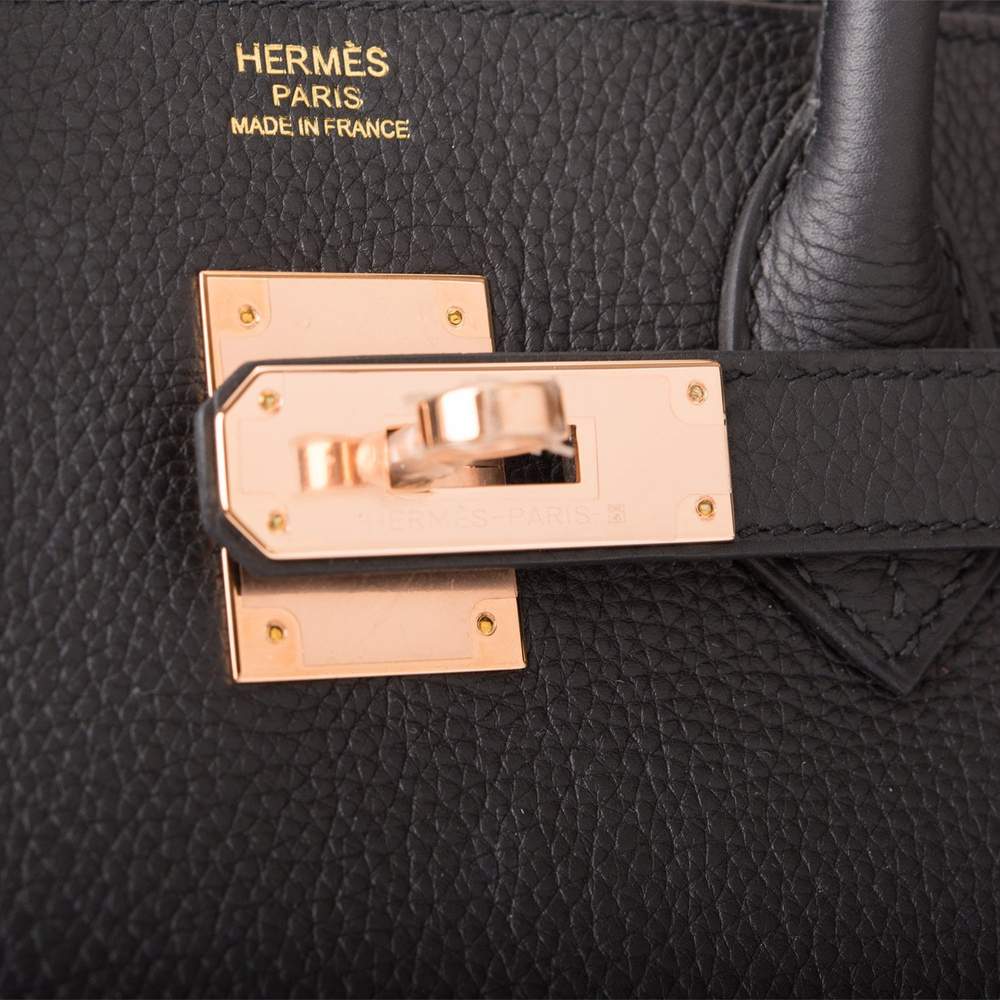 Hermes | Black Togo Birkin with Rose Gold Hardware | 30 Crowned Bag