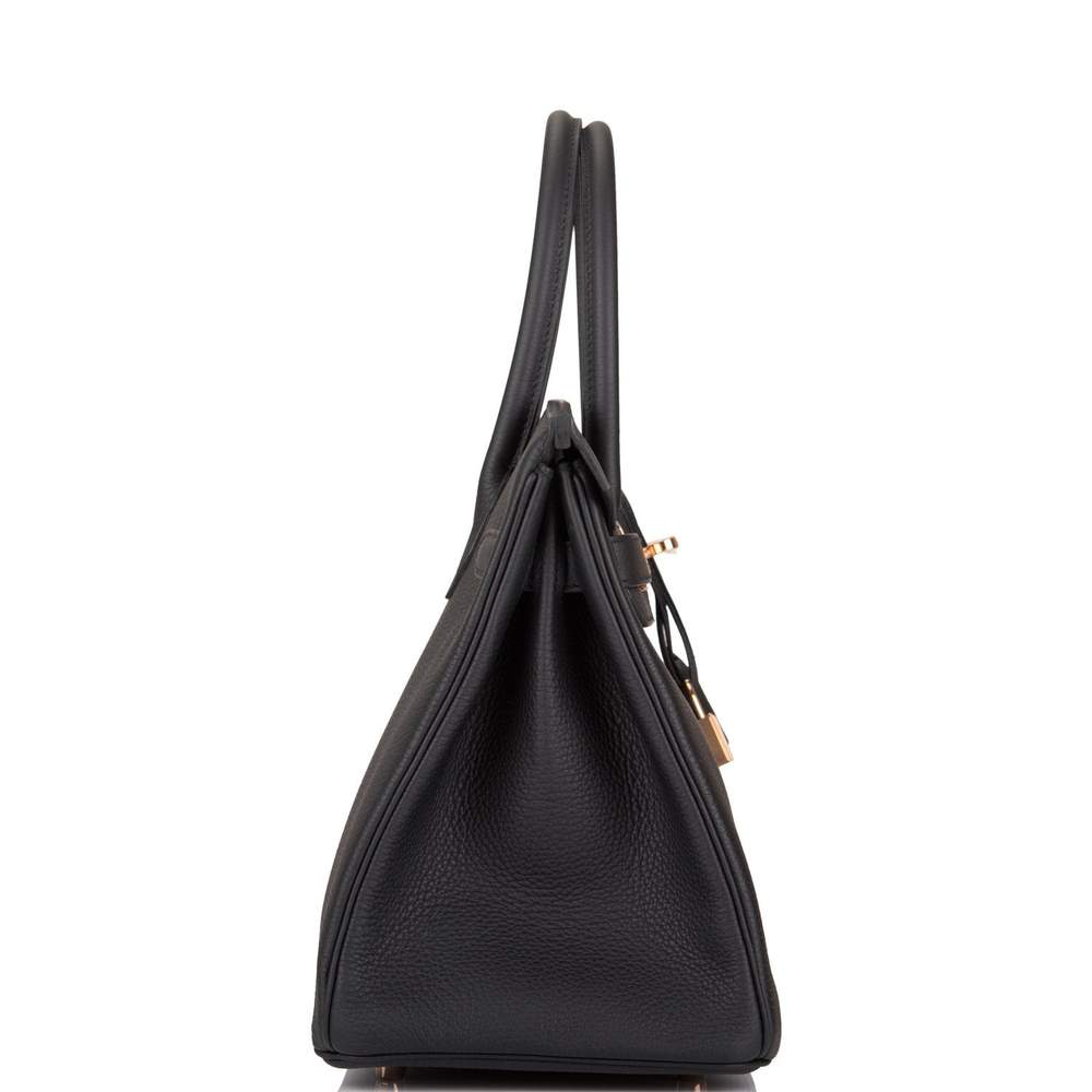 Hermes | Black Togo Birkin with Rose Gold Hardware | 30 Crowned Bag