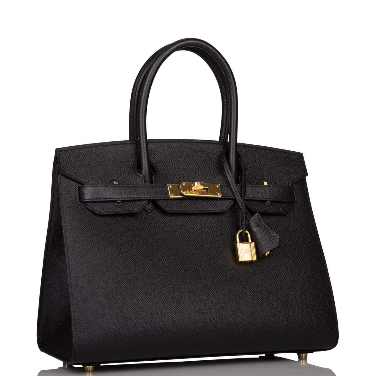 Hermes Birkin Sellier 30 Black Epsom Gold Hardware Crowned Bag
