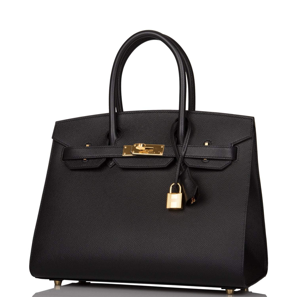 Hermes Birkin Sellier 30 Black Epsom Gold Hardware Crowned Bag