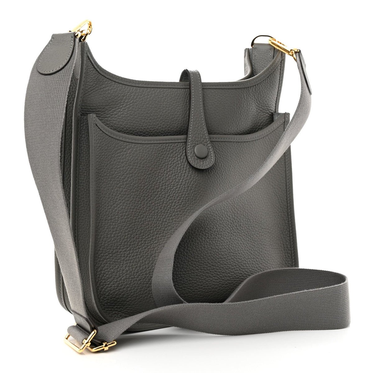 Hermes Evelyne III PM Gris Meyer Clemence Gold Hardware Crowned Bag