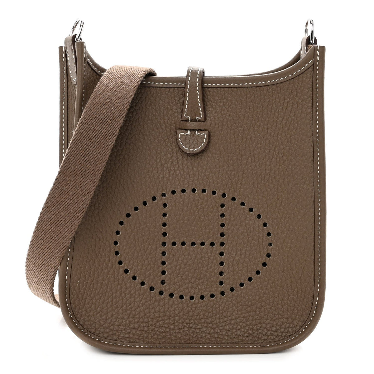 Hermes Evelyne TPM Etoupe Clemence Palladium Hardware Crowned Bag