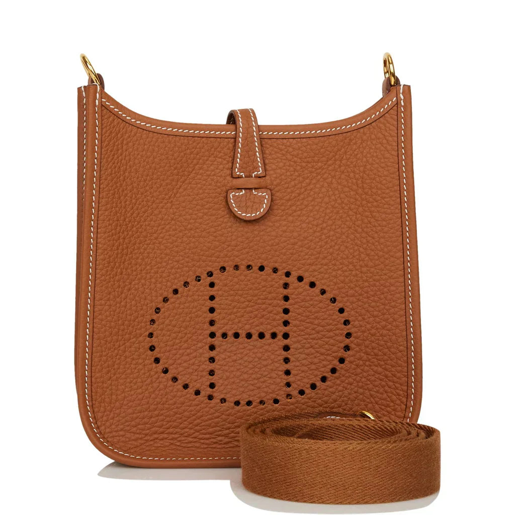 Hermes Evelyne TPM Gold Clemence Palladium Hardware Crowned Bag