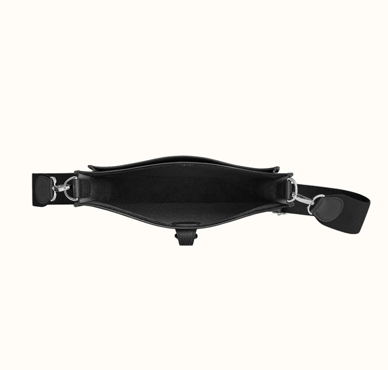 Hermes Toile and leather Evelyne III 29 Black Crowned Bag