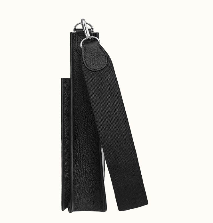 Hermes Toile and leather Evelyne III 29 Black Crowned Bag