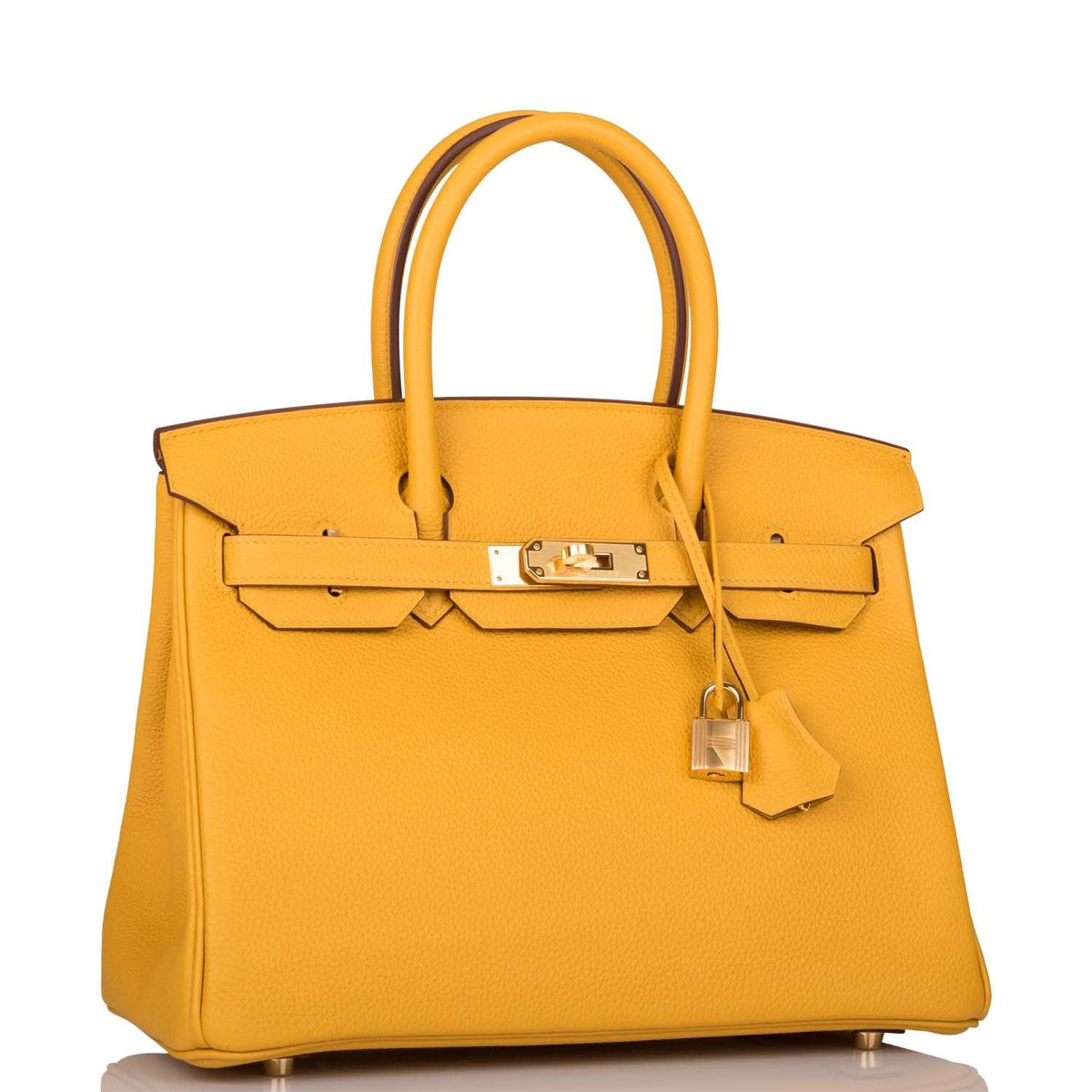Hermes Jaune Ambre Togo Birkin 30cm Gold Hardware Crowned Bag