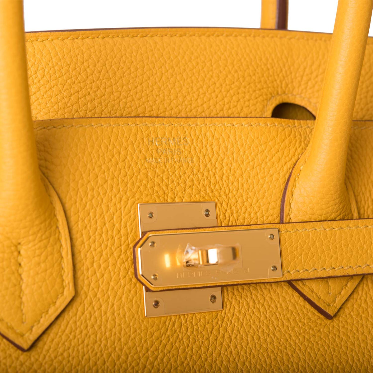 Hermes Jaune Ambre Togo Birkin 30cm Gold Hardware Crowned Bag