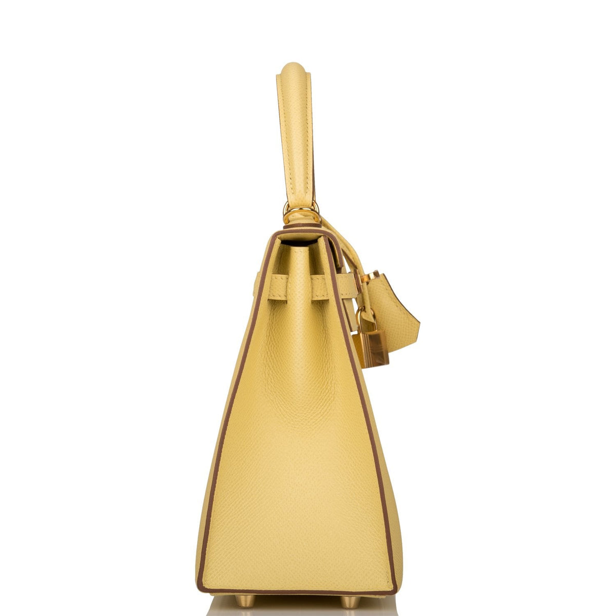 Hermes Jaune Poussin Epsom Sellier Kelly 25cm Gold Hardware Crowned Bag