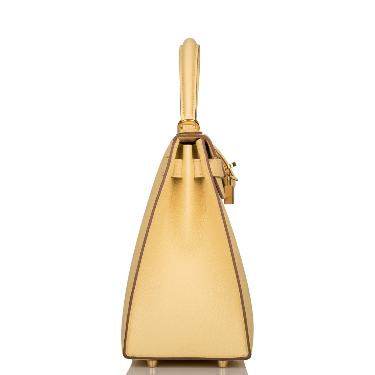 Hermes Jaune Poussin Epsom Sellier Kelly 28cm Gold Hardware Crowned Bag